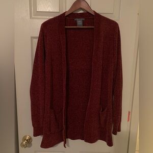Matty M Maroon Open-Front Cardigan